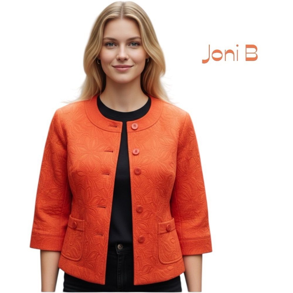 Joni B Orange Coastal Grandma Jacket NWOT Size L
